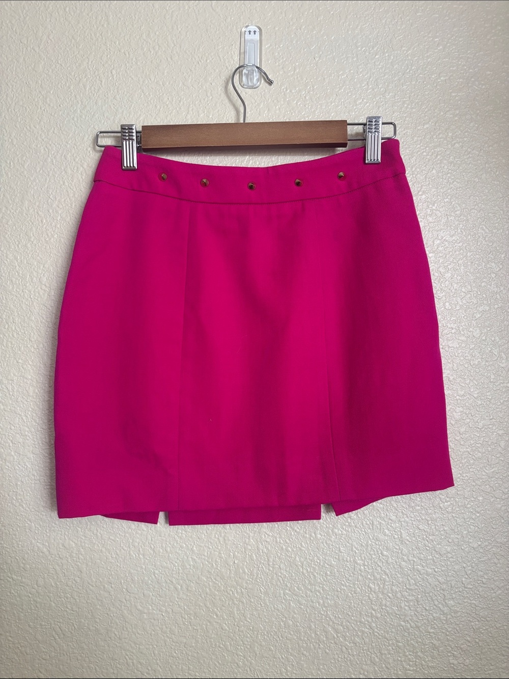 Loeffler Randall Hot Pink Mini Skirt with Studded Waist